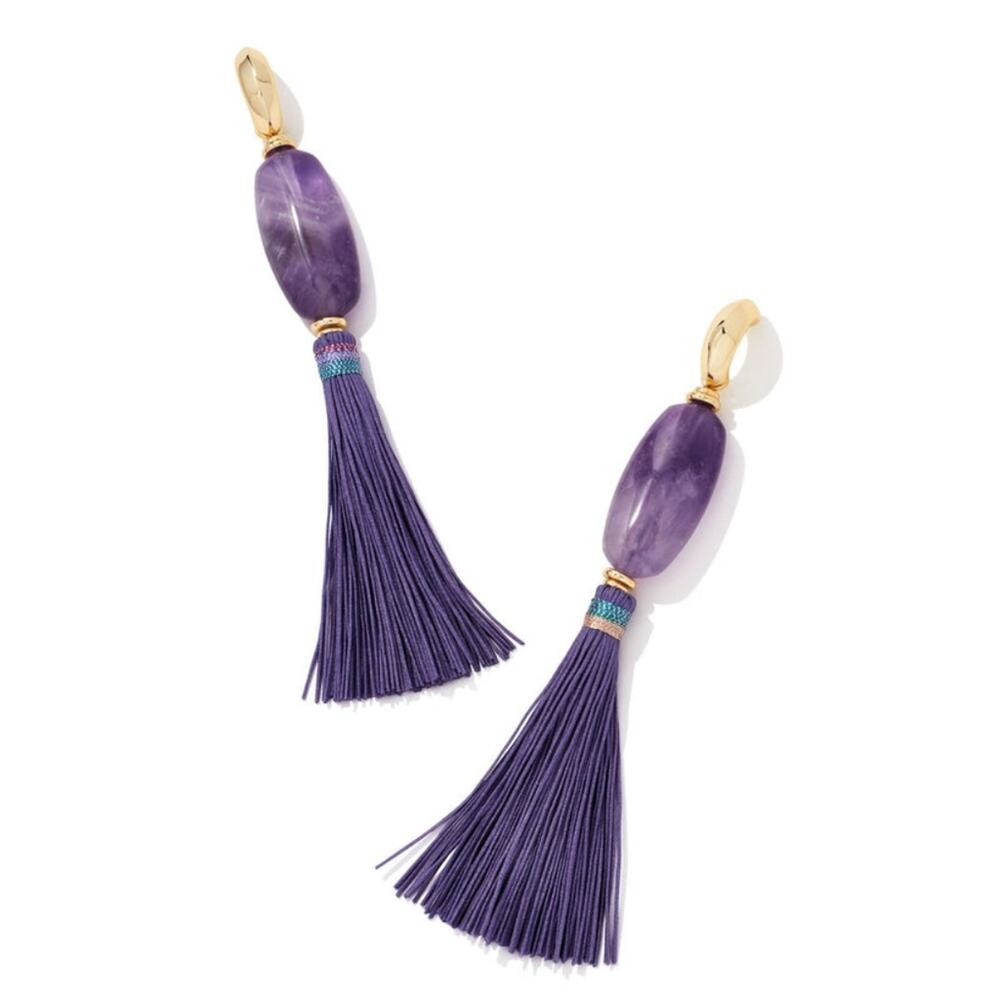 KENDRA SCOTT INSLEY GOLD STATEMENT EARRINGS IN PURPLE MIX new!!!